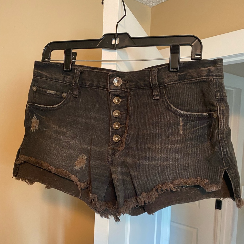 Free People Black washed Jean shorts